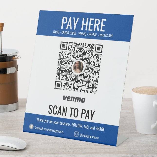 Scannen Sie hier, um Business QR Code Venmo Zahlun Sockelschild (In Situ)