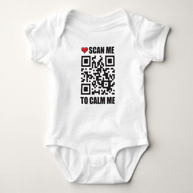 Scannen Sie mich, um den QR-Code zu beruhigen Baby Strampler (Vorderseite)
