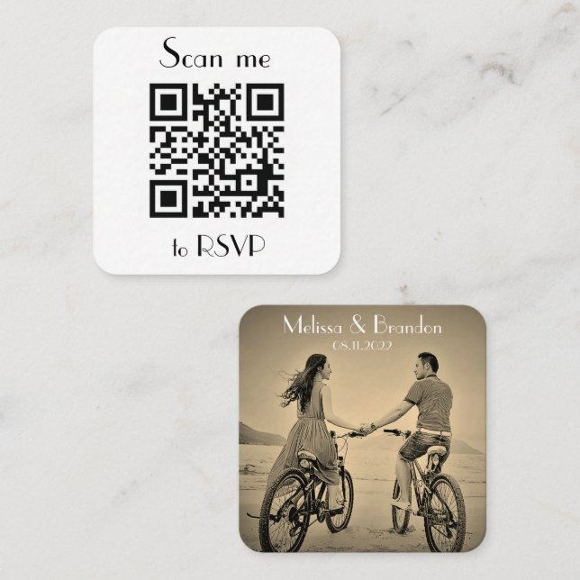 Scannen Sie mich zu UAWG Wedding QR Code Foto Resp Quadratische Visitenkarte (Vorne/Hinten)