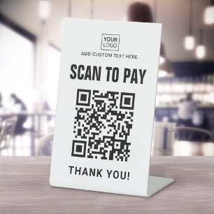 Scannen Sie mit dem Logo QR-Code in weißer oder be Sockelschild