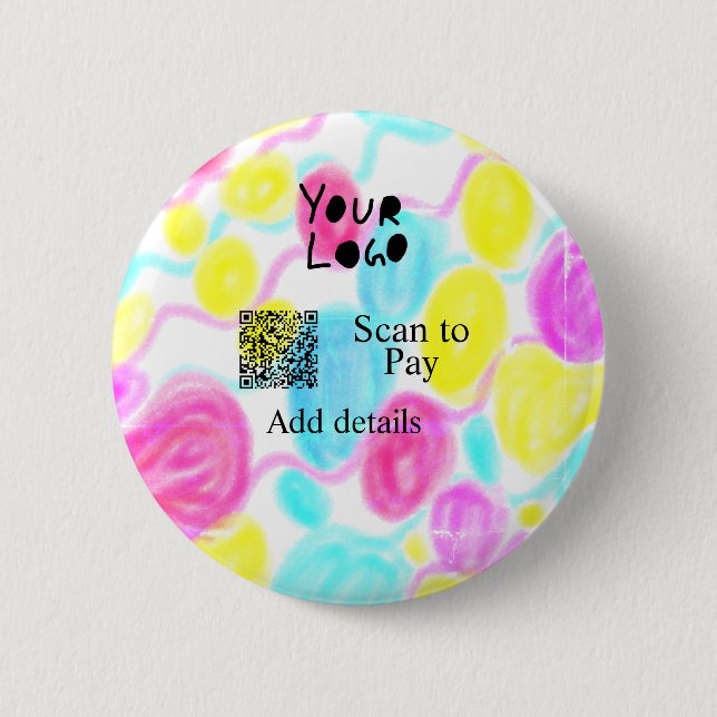 Scannen Sie mit dem Q R Firmenlogo (Regenbogenkohl Button (Vorderseite)