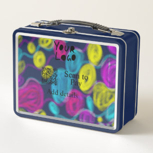 Scannen Sie mit dem Q R Firmenlogo (Regenbogenkohl Metall Brotdose