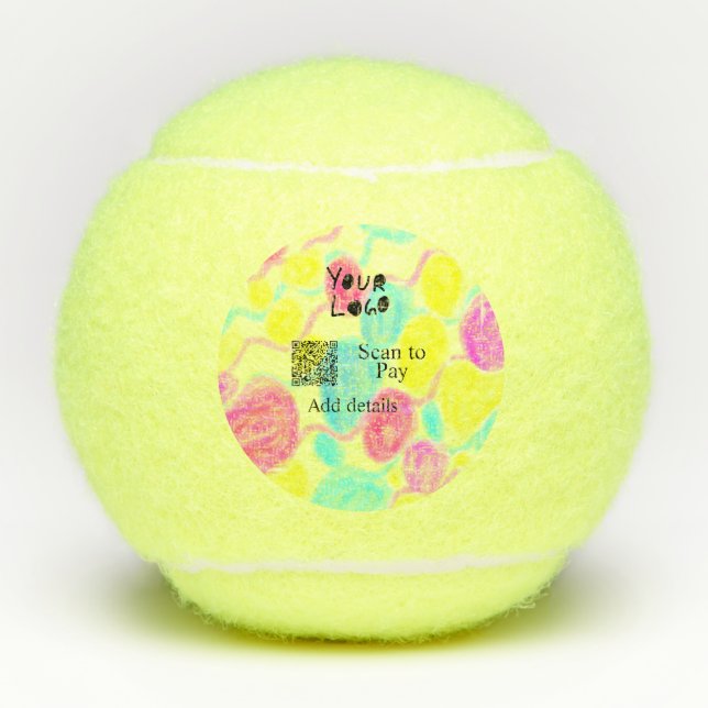 Scannen Sie mit dem Q R Firmenlogo (Regenbogenkohl Tennisbälle (Vorderseite)