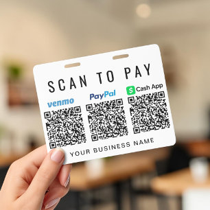 Scannen Sie PayPal Venmo CashApp QR-Codes Geschäft Ausweis