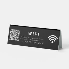 Scannen Sie QR-Code 6x2-Tafelzeichen mit Logo an Tischaufsteller