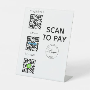 Scannen Sie QR-Code für berührungsloses Zeichen Sockelschild