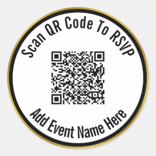 Scannen Sie QR-Code in UAWG Event Name Schwarz-wei Runder Aufkleber