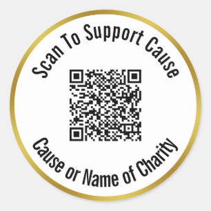 Scannen Sie QR-Code, um Wohltätigkeit zu unterstüt Runder Aufkleber