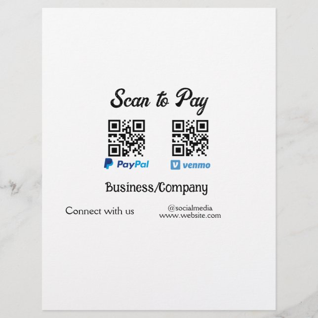 Scannen Sie, um den QR-Code PayPal Venmo zu bezahl Briefbogen (Vorderseite)