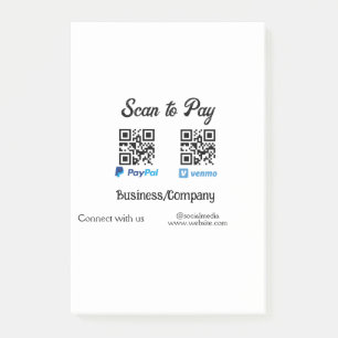 Scannen Sie, um den QR-Code PayPal Venmo zu bezahl Post-it Klebezettel