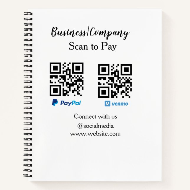 Scannen Sie, um den QR-Code von PayPal Venmo auf I Notizbuch (Vorderseite)