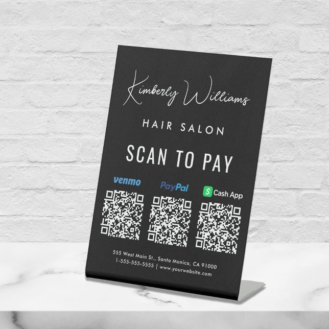 Scannen Sie, um Paypal Venmo CashApp QR Code Busin Sockelschild (A QR code sign to effortlessly connect your customers to your payment platforms)
