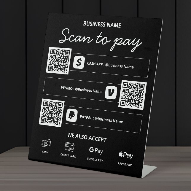 Scannen Sie, um QR Code Cash App, Venmo, PayPal &  Sockelschild (Von Creator hochgeladen)