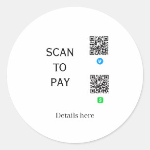 scannen Sie Venmo CashApp QR-Code-Details hier nam Runder Aufkleber