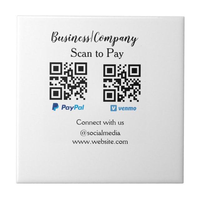 Scannen Sie zu zahlen q oder Code Paypal venmo Füg Fliese (Vorderseite)
