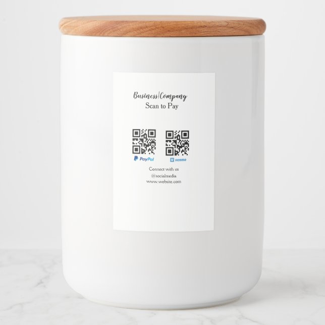 Scannen Sie zu zahlen q oder Code Paypal venmo Füg Lebensmitteletikett (Vorderseite)