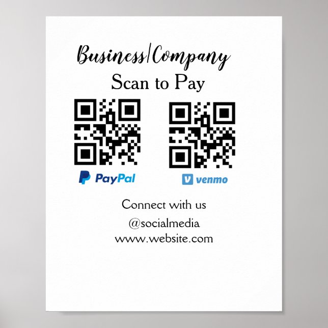 Scannen Sie zu zahlen q oder Code Paypal venmo Füg Poster (Vorne)
