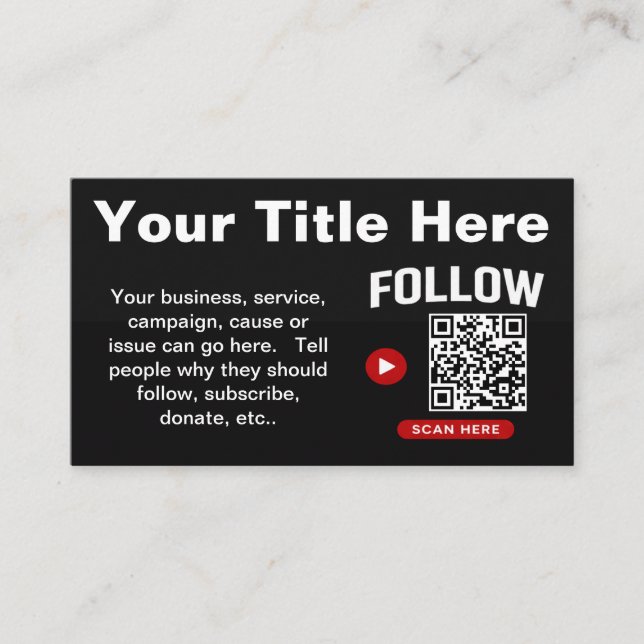 Scannen um QR-Code Designvorlage zu folgen Visitenkarte (Vorderseite)