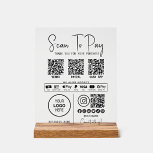 Scannen, um QR-Code-Zahlungen für Unternehmen zu b Acrylschild
