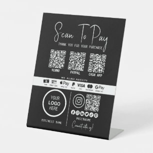 Scannen, um QR-Code-Zahlungen für Unternehmen zu b Sockelschild