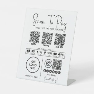 Scannen, um QR-Code-Zahlungen für Unternehmen zu b Sockelschild