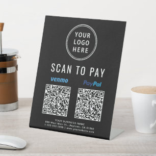 Scannen, um Venmo Paypal QR Codes Logo schwarz zu  Sockelschild