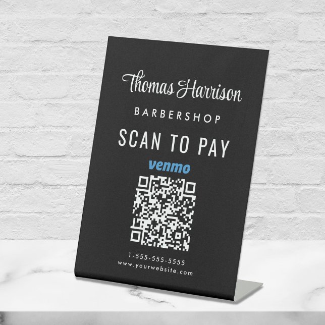 Scannen, um Venmo QR Code Business Tabletop zu bez Sockelschild (A QR code sign to effortlessly connect your customers to your payment platforms)