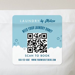 Scannen um Wäschereiservice Blau & Weiß QR-Code zu Quadratischer Aufkleber