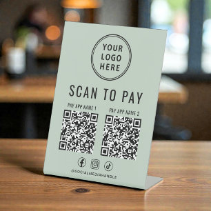 Scannen zum Bezahlen 2 QR-Codes Geschäft-Logo Salb Sockelschild