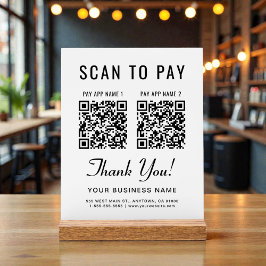 Scannen-zum-Bezahlen 2 QR-Codes Tischplatte Acrylschild