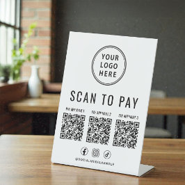 Scannen zum Bezahlen 3 QR-Codes Geschäft-Logo Soci Sockelschild