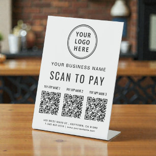 Scannen zum Bezahlen 3 QR-Codes Geschäftslogo Sockelschild