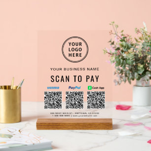 Scannen zum Bezahlen Paypal Venmo CashApp QR-Codes Acrylschild