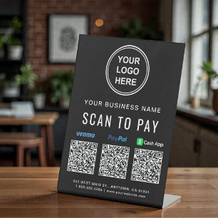 Scannen zum Bezahlen Venmo Paypal CashApp QR-Codes Sockelschild