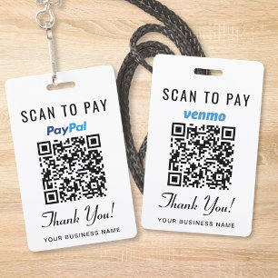 Scannen zum Bezahlen Venmo PayPaL QR-Code Ausweis