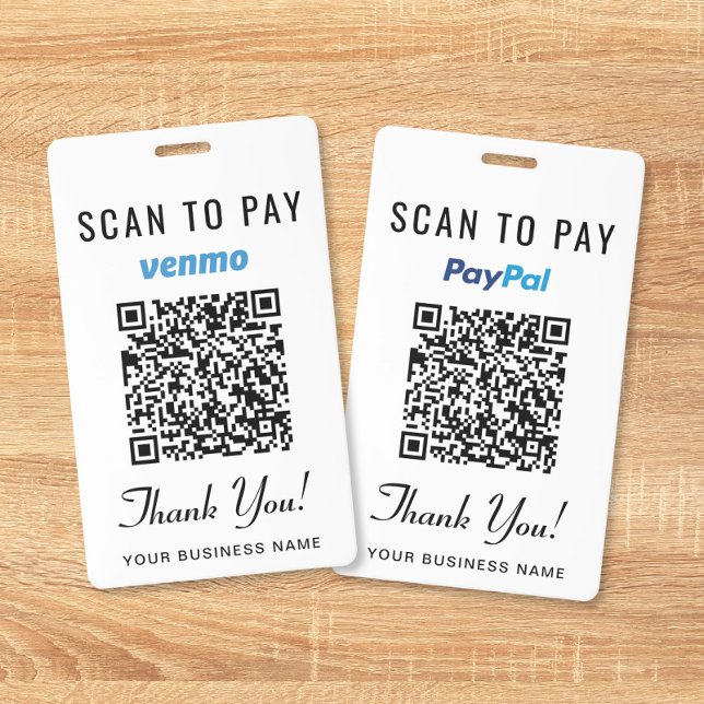 Scannen zum Bezahlen Venmo PayPal QR-Code Geschäft Ausweis (Scan to Pay Venmo PayPal QR Code Business Payment Badge)