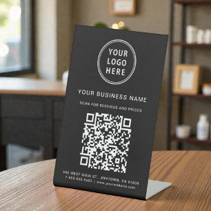 Scannen zum Verbinden QR-Code Geschäft-Logo Schwar Sockelschild