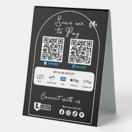 Scannen zur Bezahlung des Geschäftsschreibers | QR Tischaufsteller