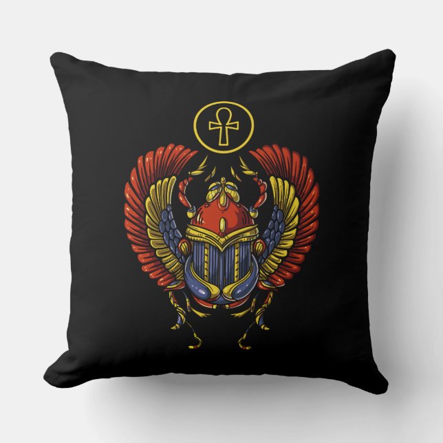 Scarab Ankh ägyptisches Auge des uralten Horus-Sym Kissen (Vorderseite)