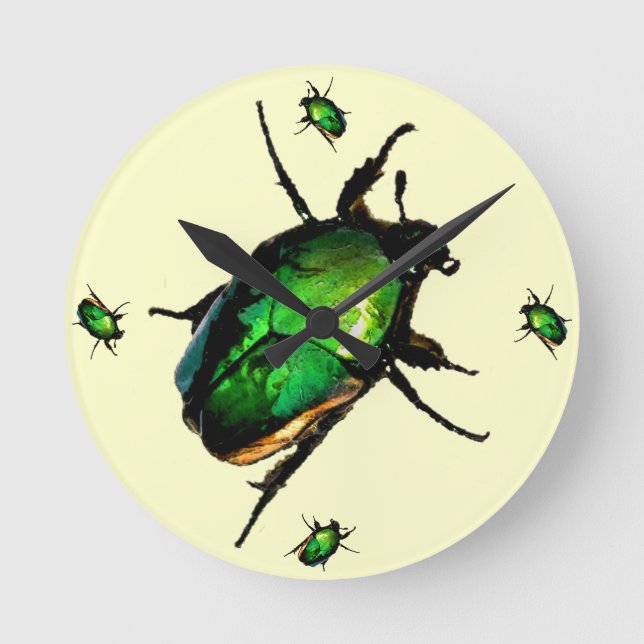 Scarab Käfer Runde Wanduhr (Vorderseite)