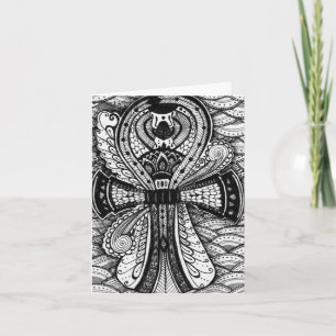 Scarabée Égyptien Ankh Noir et Blanc Merci