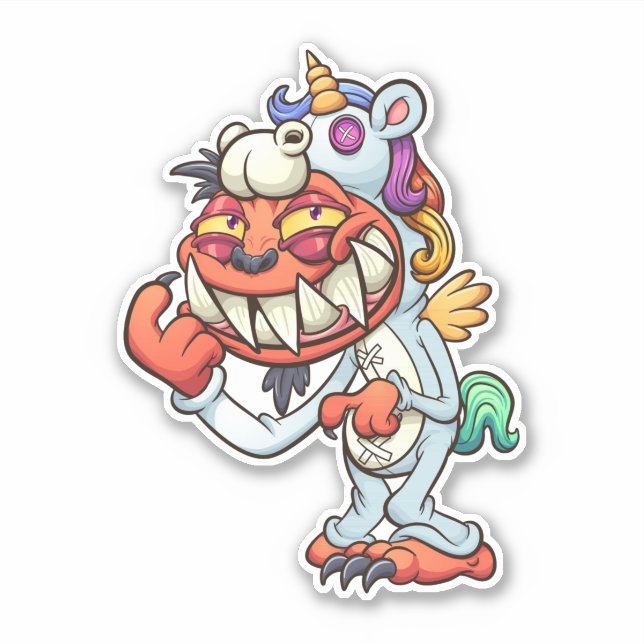 Scare Bear - Rainbow Unicorn Aufkleber (Vorderseite)
