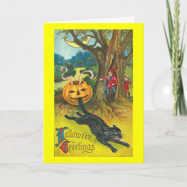 Scare-Dy Cat Halloween Gruß Karte (Vorderseite)