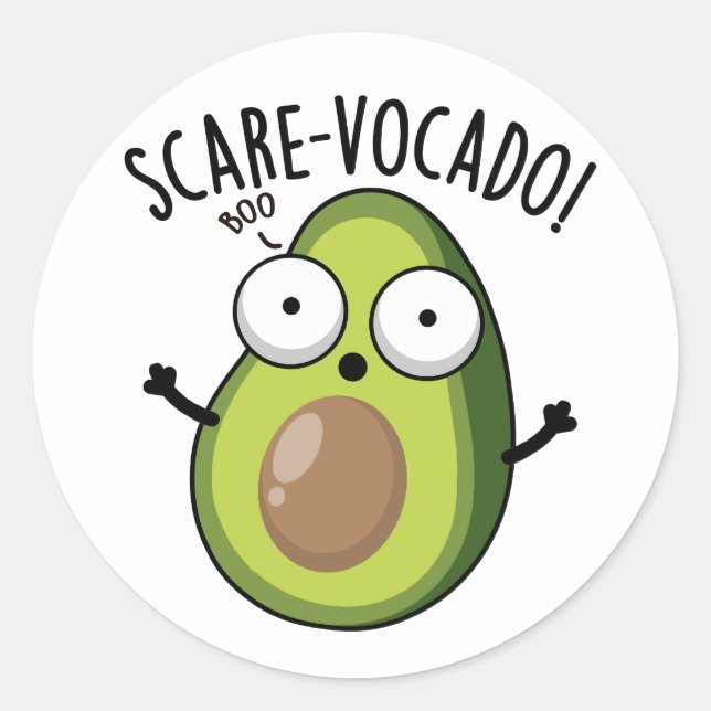Scare-vocaco Funny Avocado Pun Runder Aufkleber (Vorderseite)