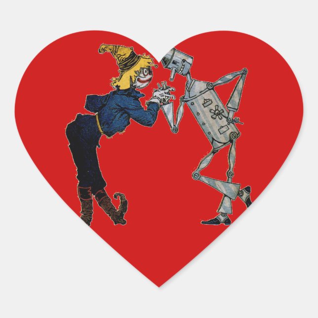 Scarecrow and Tin Man Herz-Aufkleber (Vorderseite)