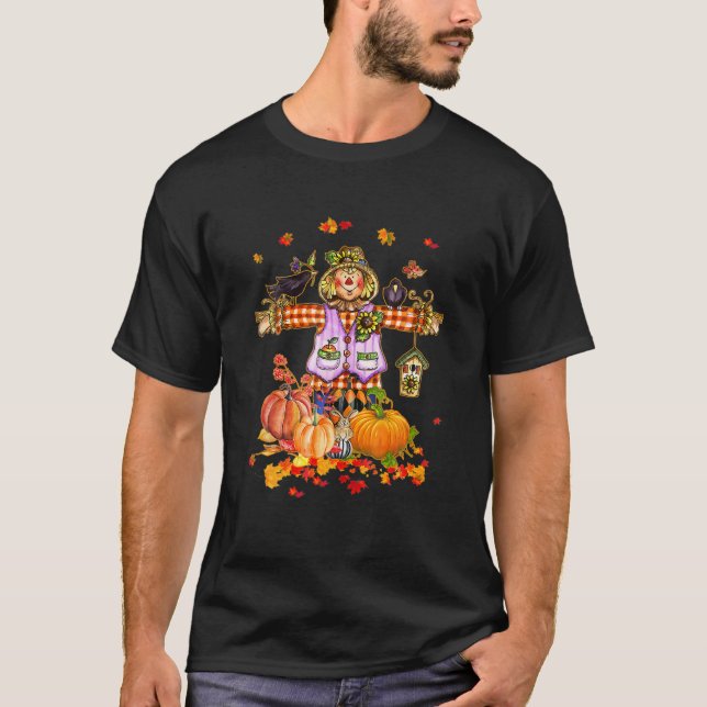 Scarecrow Autumn Hello Fall Pumpkin Erntedank H T-Shirt (Vorderseite)