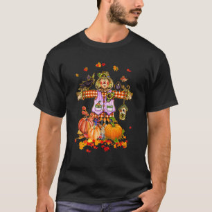 Scarecrow Autumn Hello Fall Pumpkin Thanksgiving H T-Shirt