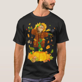 Scarecrow Autumn Hello Fall Pumpween Halloween T-Shirt