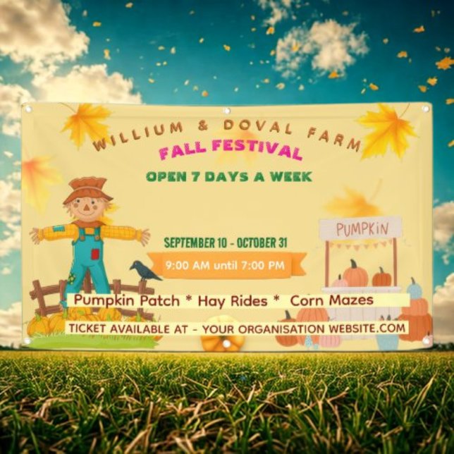 Scarecrow Fall Festival Banner (Scarecrow Illustration Fall Festiva Community Editable Banner)