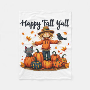 Scarecrow Happy Fall Y'all Erntedank Halloween Fleecedecke